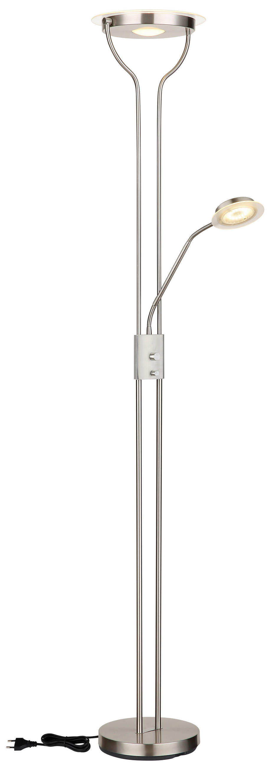 LED-STEHLEUCHTE Briant 28/25,5/180 cm  - Transparent/Schwarz, Design, Glas/Kunststoff (28/25,5/180cm) - Globo