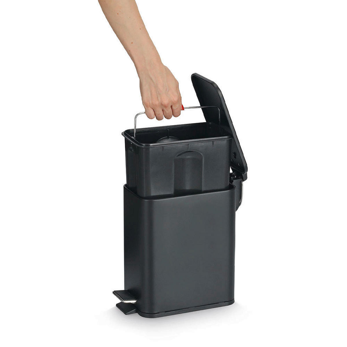 TRETEIMER 5 L  - Schwarz, Basics, Metall (28,7/14/29cm) - Zeller Present