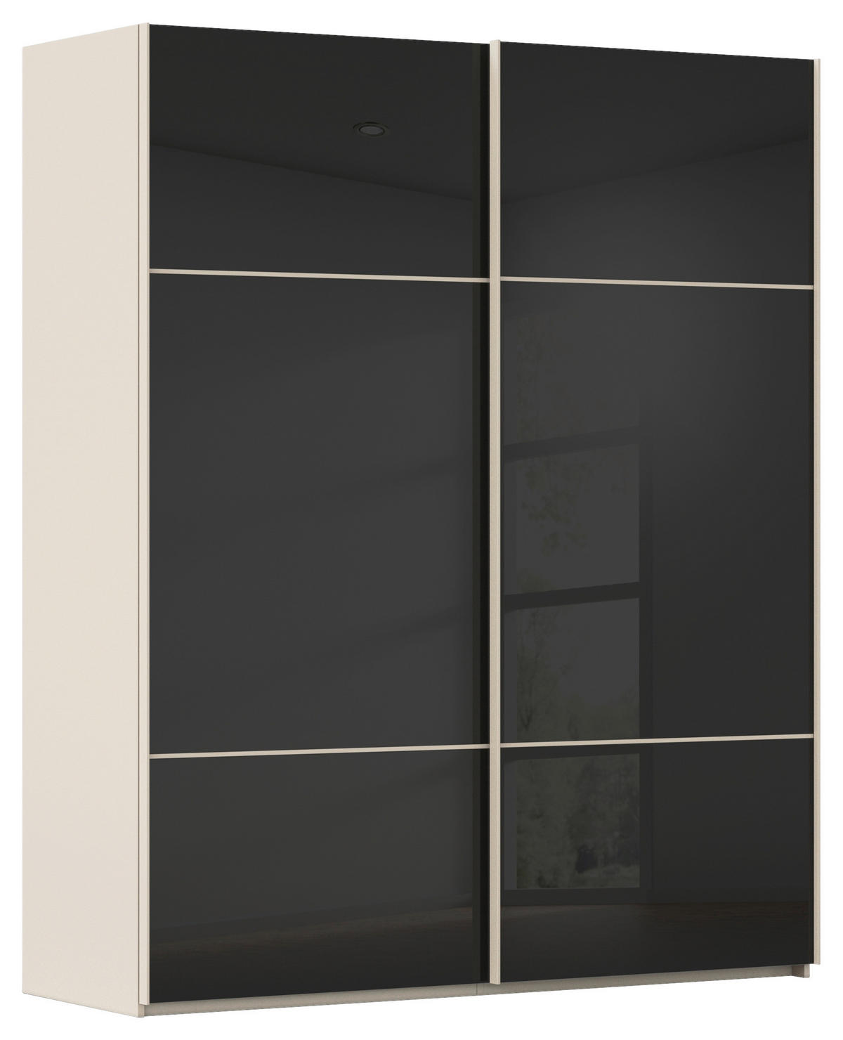 SCHWEBETÜRENSCHRANK  in Schwarz, Champagner  - Champagner/Schwarz, KONVENTIONELL, Glas/Holzwerkstoff (201/223/67cm) - Novel