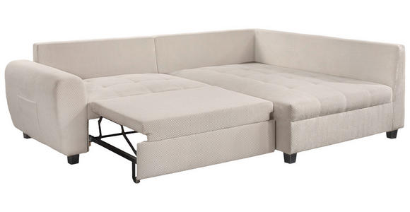 ECKSOFA  in Plüsch Creme  - Creme/Schwarz, KONVENTIONELL, Kunststoff/Textil (249/175cm) - Carryhome