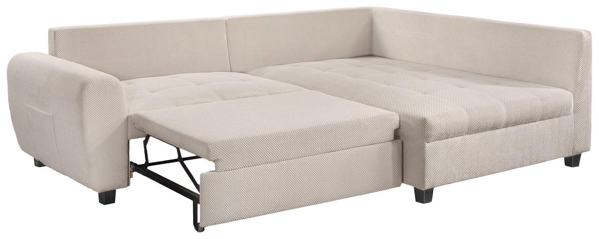 ECKSOFA Creme Plüsch  - Creme/Schwarz, KONVENTIONELL, Kunststoff/Textil (249/175cm) - Carryhome