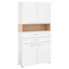 DREHTÜRENSCHRANK in Weiss, Eichefarben  - Weiss/Edelstahlfarben, Basics, Holzwerkstoff/Metall (100/213,6/41,9cm) - Cantus