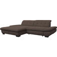 ECKSOFA in Mikrofaser Hellbraun  198/290 cm  - Hellbraun/Schwarz, Design, Textil/Metall (198/290cm) - Xora