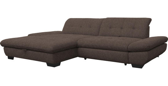 ECKSOFA in Mikrofaser Hellbraun  198/290 cm  - Hellbraun/Schwarz, Design, Textil/Metall (198/290cm) - Xora