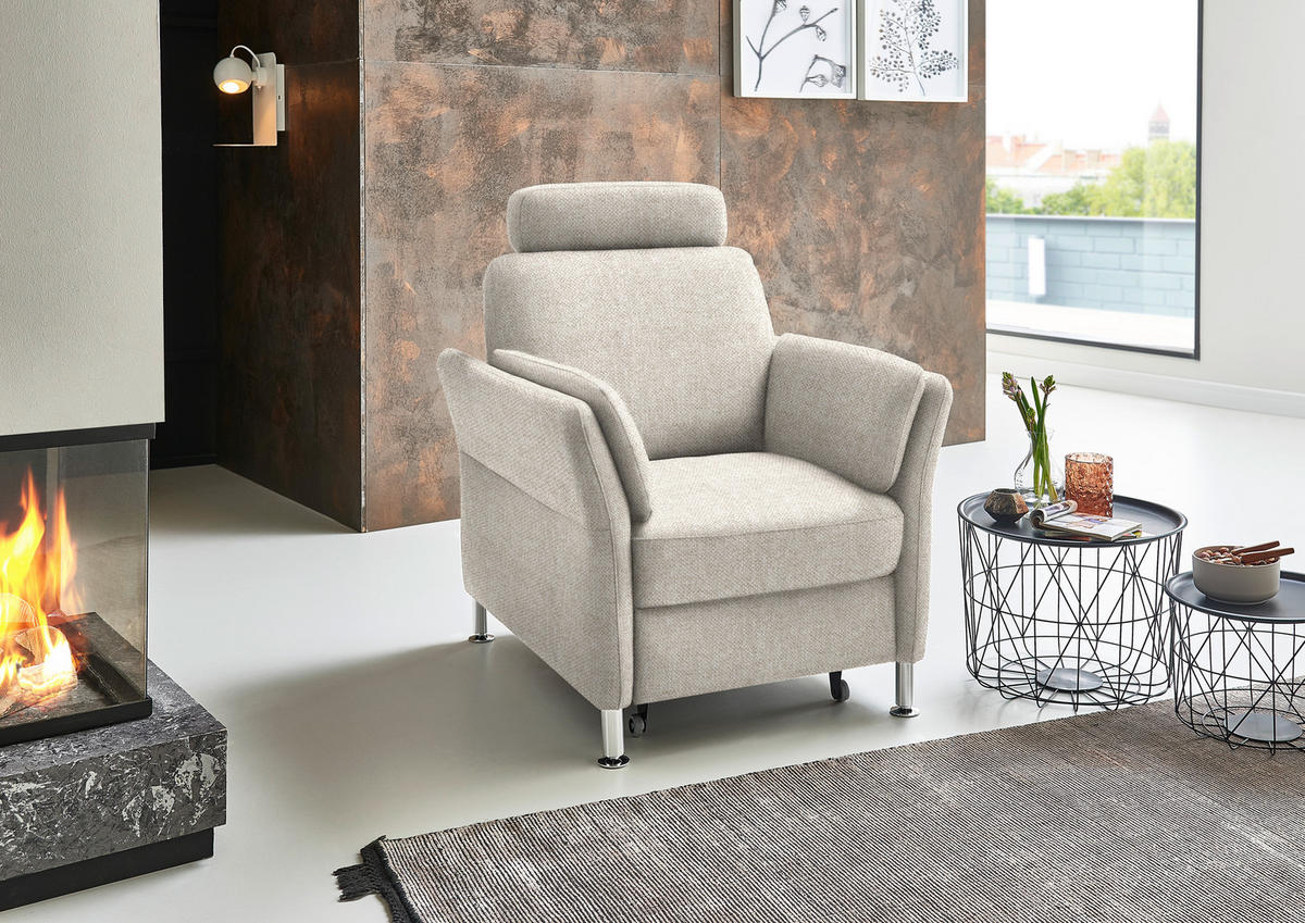 SESSEL in Flachgewebe Beige  - Chromfarben/Beige, Konventionell, Textil/Metall (86/87/93cm) - Beldomo System