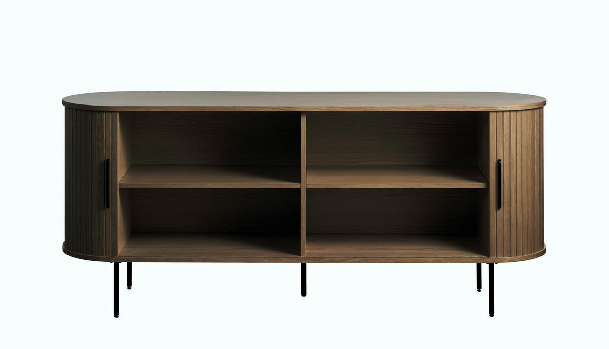 SIDEBOARD Schwarz, Eiche dunkel  180/76/45 cm  - Eiche dunkel/Schwarz, Trend, Holz/Holzwerkstoff (180/76/45cm) - Xora