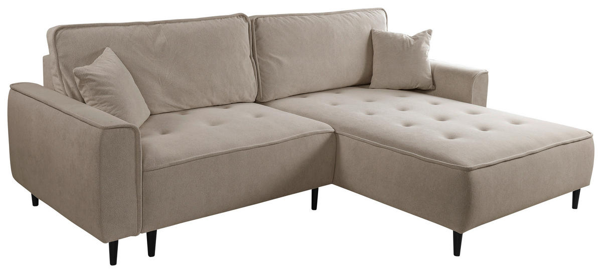 ECKSOFA in Flachgewebe Cappuccino  - Schwarz/Cappuccino, Design, Holz/Textil (263/183cm) - MID.YOU