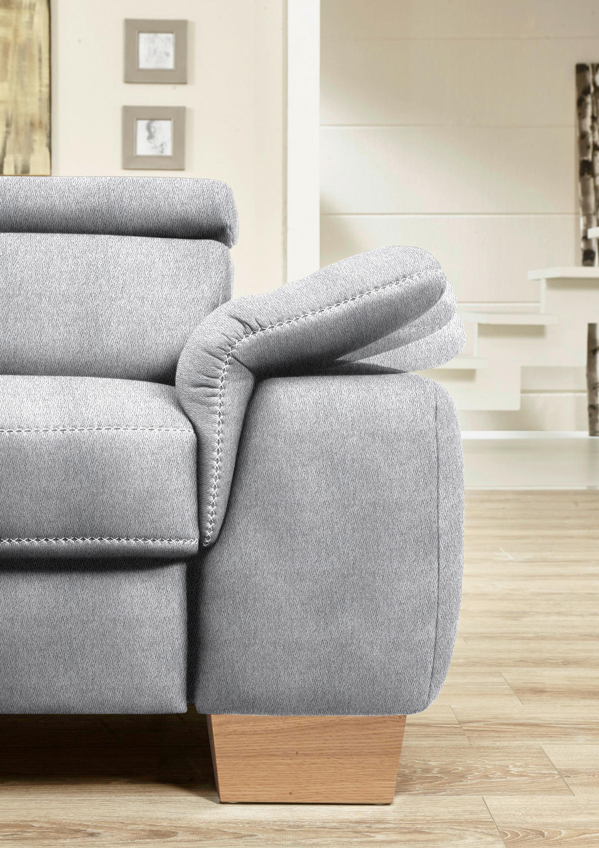 ECKSOFA  in Mikrofaser Hellgrau  273/226 cm  - Eichefarben/Beige, Natur, Holz/Textil (273/226cm) - Beldomo System