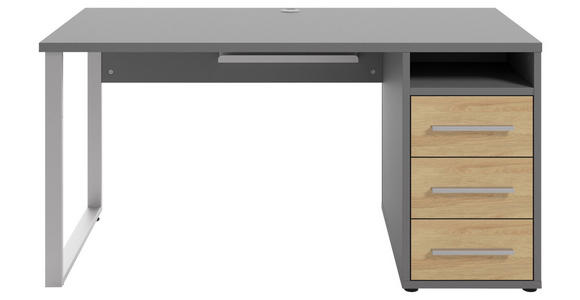 SCHREIBTISCH 150/70/75 cm  in Grau, Hickory  - Silberfarben/Hellgrau, MODERN, Holz/Holzwerkstoff (150/70/75cm) - Novel