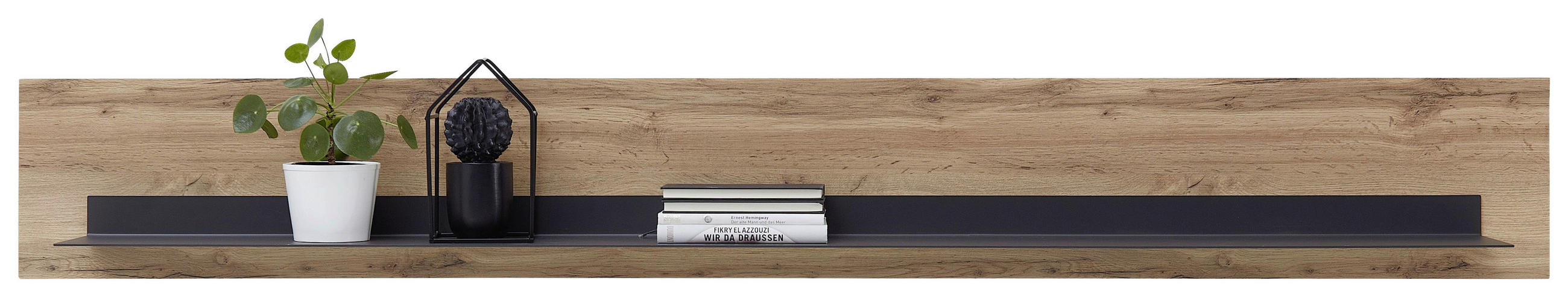 WANDBOARD Grau, Eichefarben  - Eichefarben/Grau, Design, Holzwerkstoff/Metall (200/27/22cm) - Hom`in