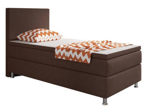 BOXSPRINGBETT 90/200 cm  in Braun  - Silberfarben/Braun, KONVENTIONELL, Textil/Metall (90/200cm) - MID.YOU