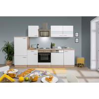 KÜCHENBLOCK 280 cm   in Weiß  - Edelstahlfarben/Eichefarben, Basics, Holzwerkstoff/Metall (280cm) - Respekta