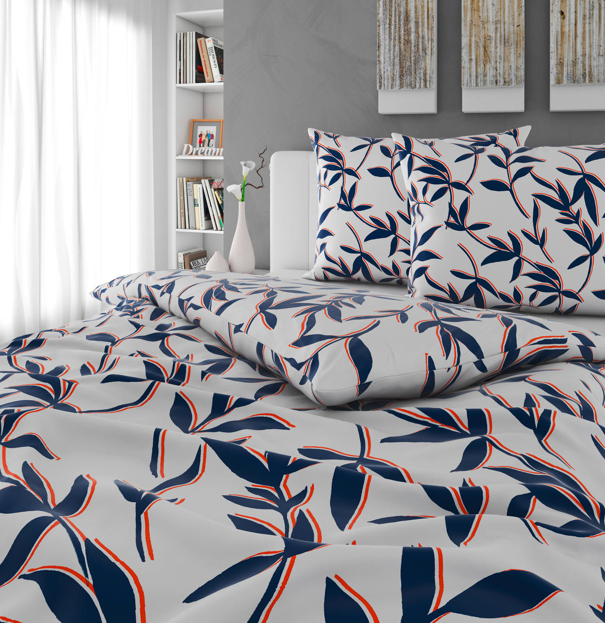 Lenjerie De Pat 200/220 cm  - albastru/alb, Konventionell, textil (200/220cm) - Novel