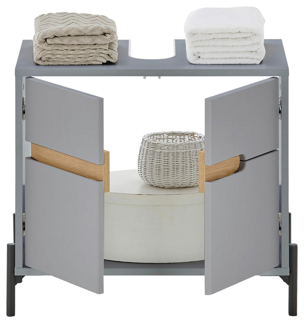 WASCHBECKENUNTERSCHRANK 60/55/35 cm  - Eichefarben/Hellgrau, Basics, Holzwerkstoff/Metall (60/55/35cm) - MID.YOU