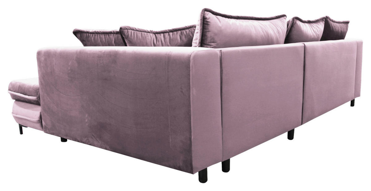 ECKSOFA Beere Velours  - Beere/Schwarz, Design, Textil/Metall (277/187cm) - Livetastic