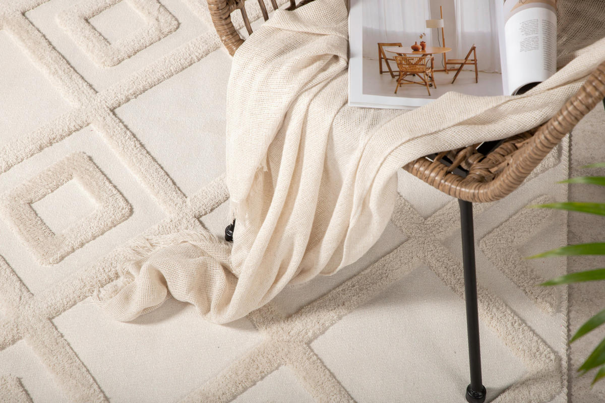 FLACHWEBETEPPICH 160/230 cm Weiß  - Weiß, LIFESTYLE, Textil (160/230cm) - P & B