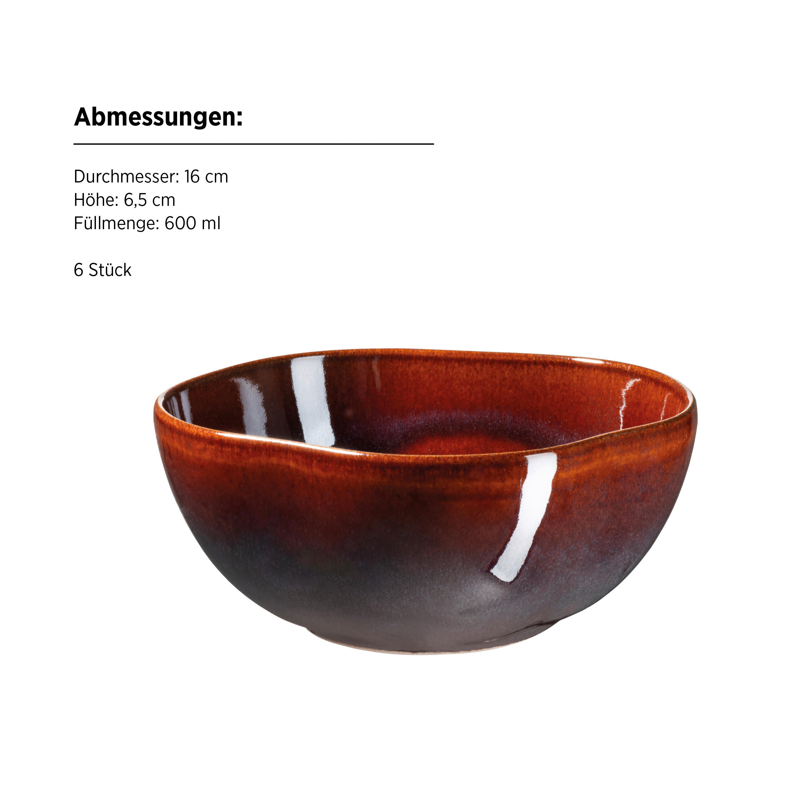 SCHÜSSEL Cordelia   - Rot/Braun, Trend, Keramik (16/6,5cm) - Mäser