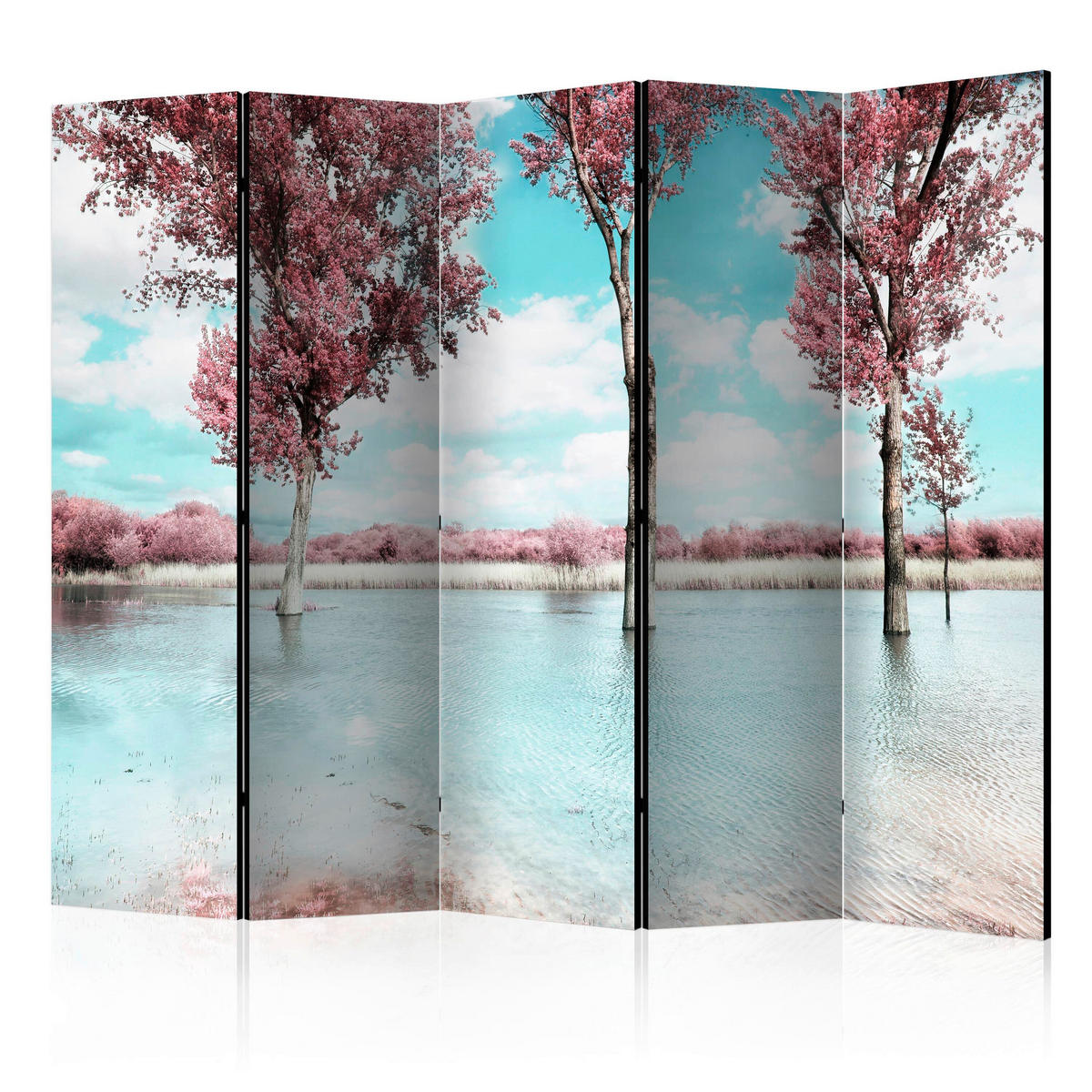 SKÄRMVÄGG  i trä, textil  gammelrosa, ljusblå  - ljusblå/gammelrosa, Basics, trä/textil (135/172/3cm) - artgeist