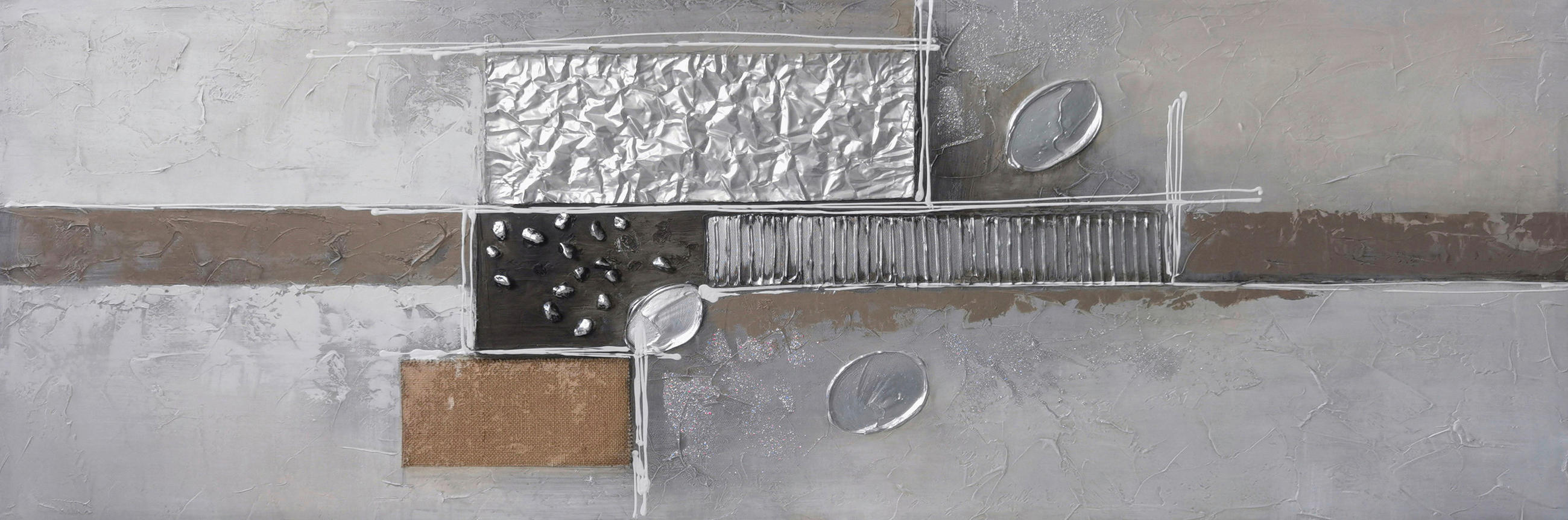 OLJEMÅLNING 55/150 cm  - vit/brun, Design, trä/textil (55/150cm) - Monee