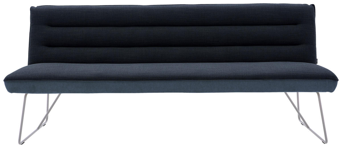 SITZBANK 238/89/68 cm Flachgewebe Blau, Edelstahlfarben, Dunkelblau  - Blau/Edelstahlfarben, Design, Textil/Metall (238/89/68cm) - Dieter Knoll