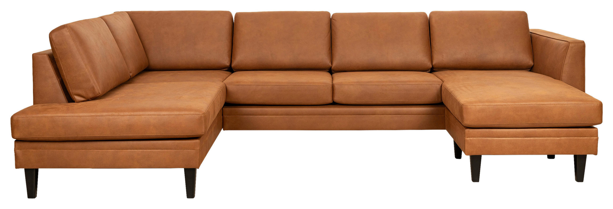 SOFFA i läderimitation brun  - brun/svart, Design, metall/trä (294/85/182-159cm) - Pure Home Comfort
