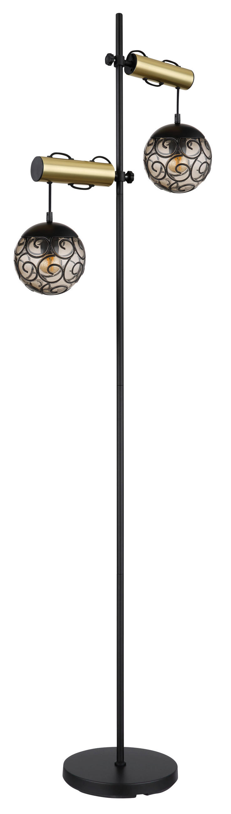 STEHLEUCHTE - Goldfarben/Schwarz, Design, Kunststoff/Metall (51/25/168cm) - Globo