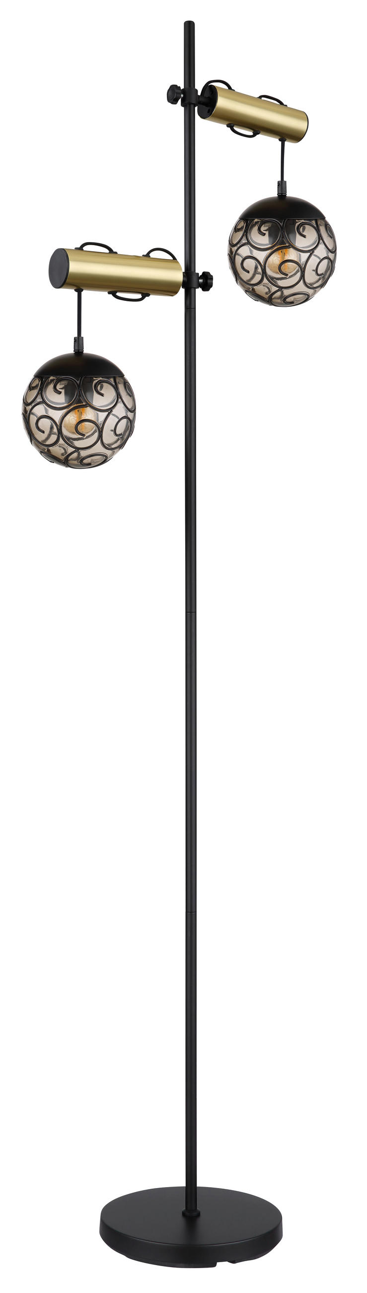 STEHLEUCHTE - Goldfarben/Schwarz, Design, Kunststoff/Metall (51/25/168cm) - Globo