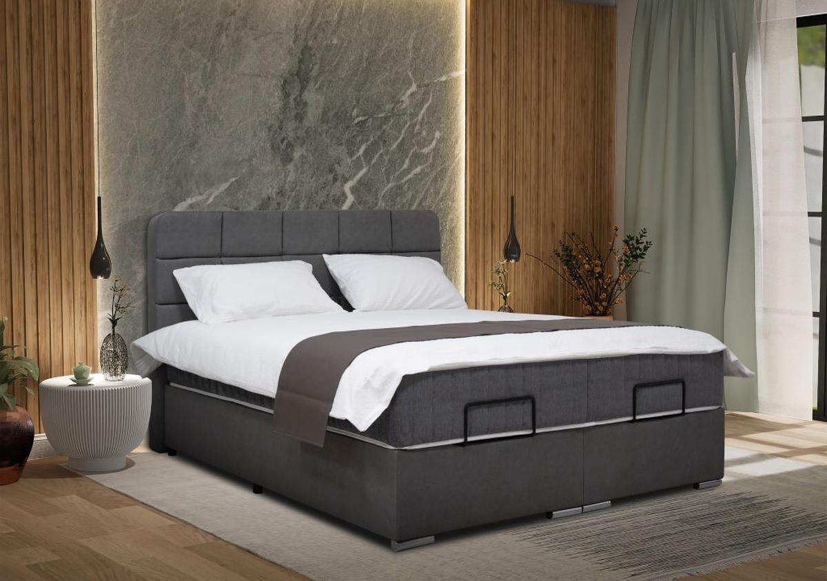 BOX KREVET 160/200 cm      - siva, Moderno, drvni materijal/tekstil (160/200cm)