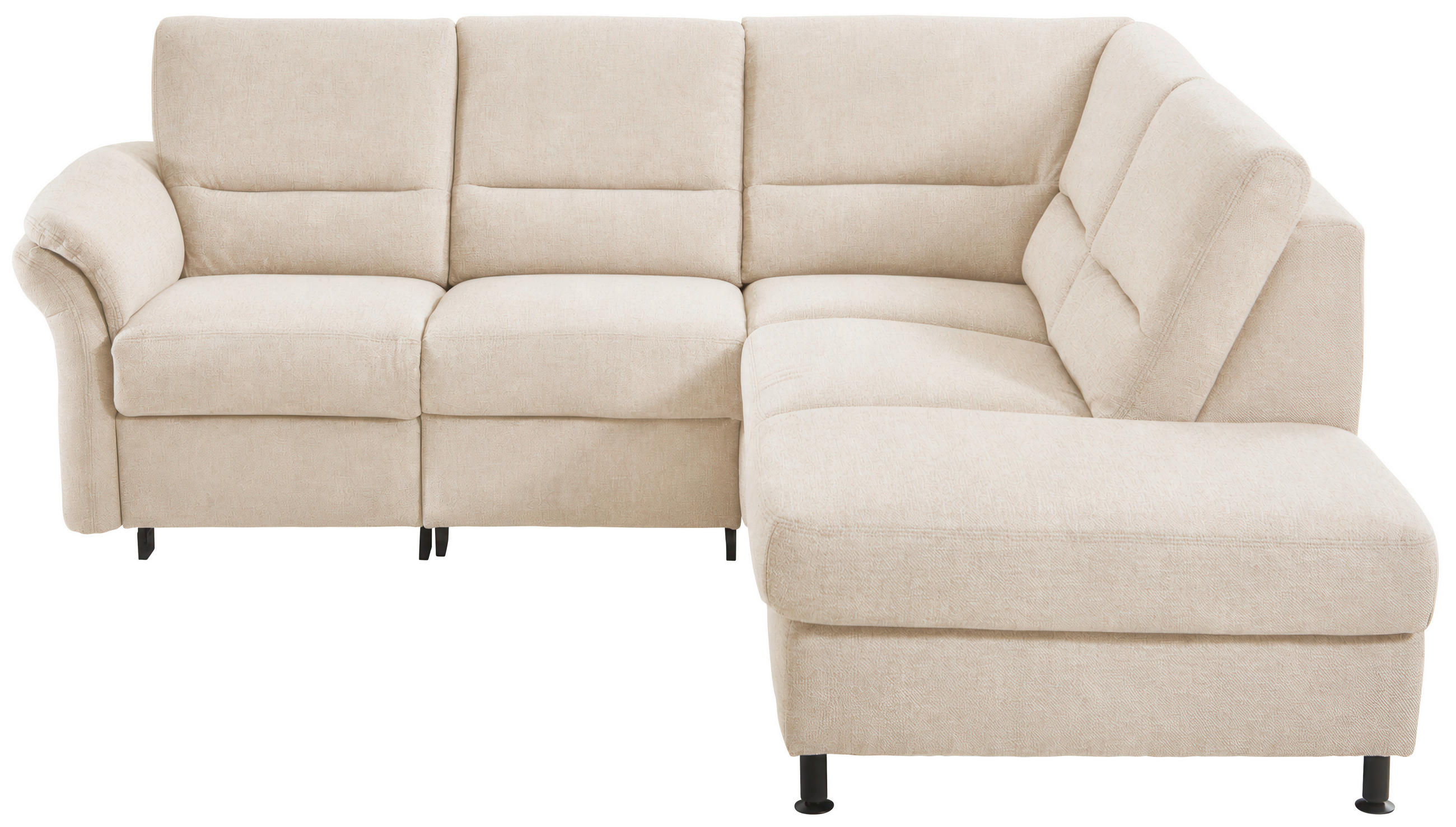 ECKSOFA Creme Chenille Rücken echt  - Creme/Schwarz, Design, Textil/Metall (227/203cm) - Beldomo System