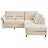 ECKSOFA Creme Chenille Rücken echt  - Creme/Schwarz, Design, Textil/Metall (227/203cm) - Beldomo System