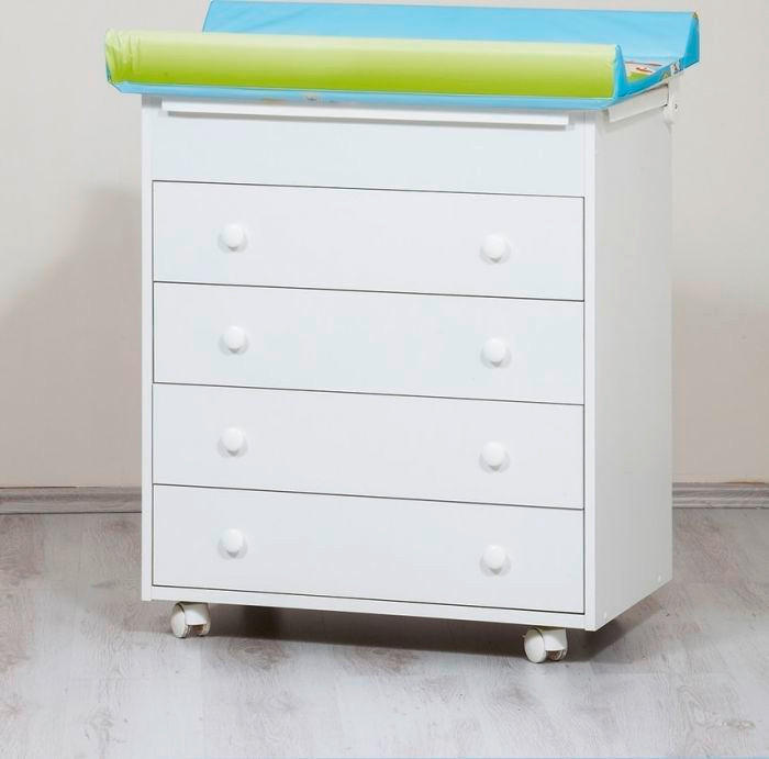 PREVIJALNA KOMODA  LISABON  47/97/76 cm         - bela, Basics, leseni material (47/97/76cm)