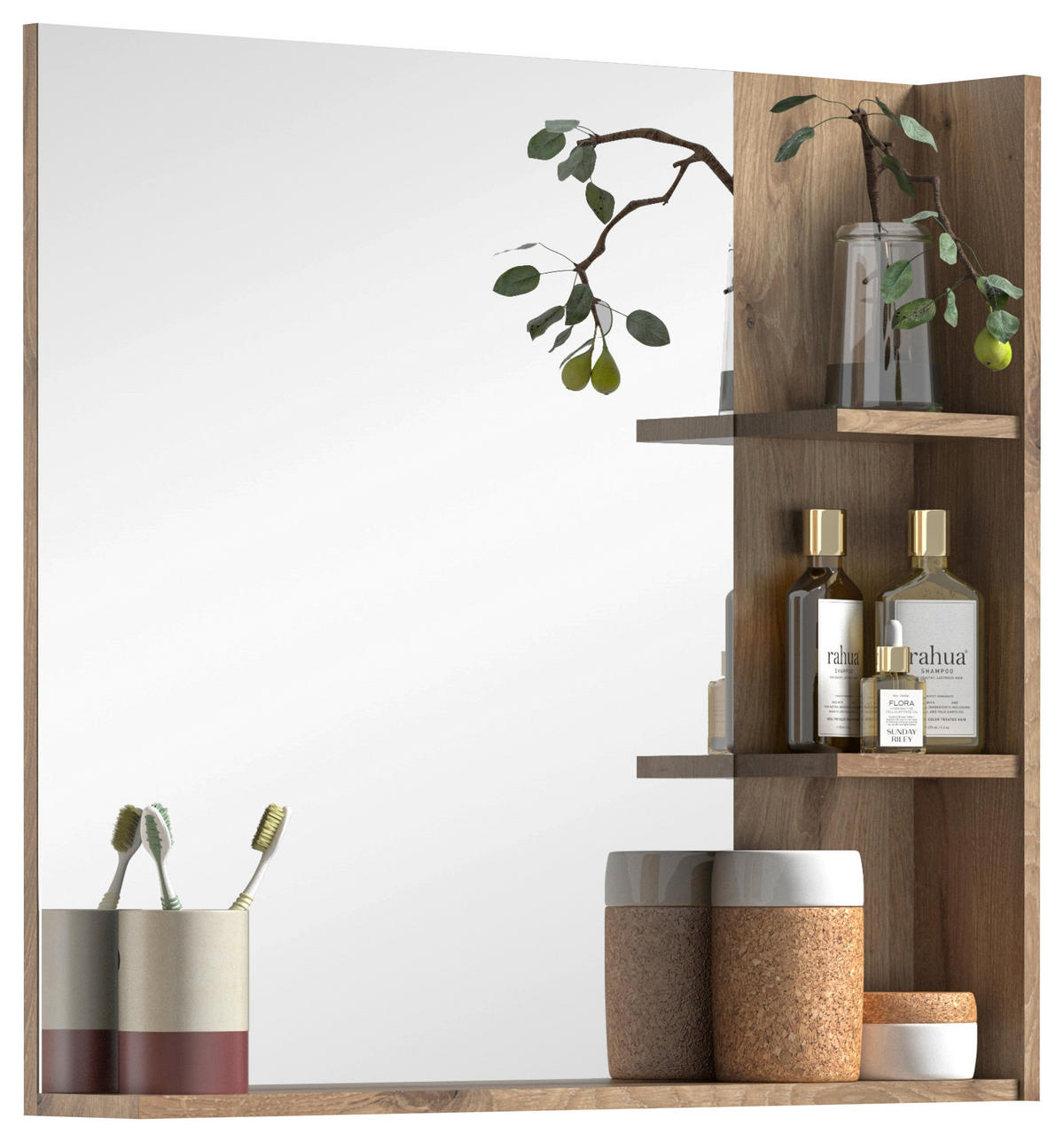 WANDSPIEGEL 79/73/13 cm    in rechteckig  - Eichefarben/Grau, MODERN, Glas/Holzwerkstoff (79/73/13cm) - MID.YOU