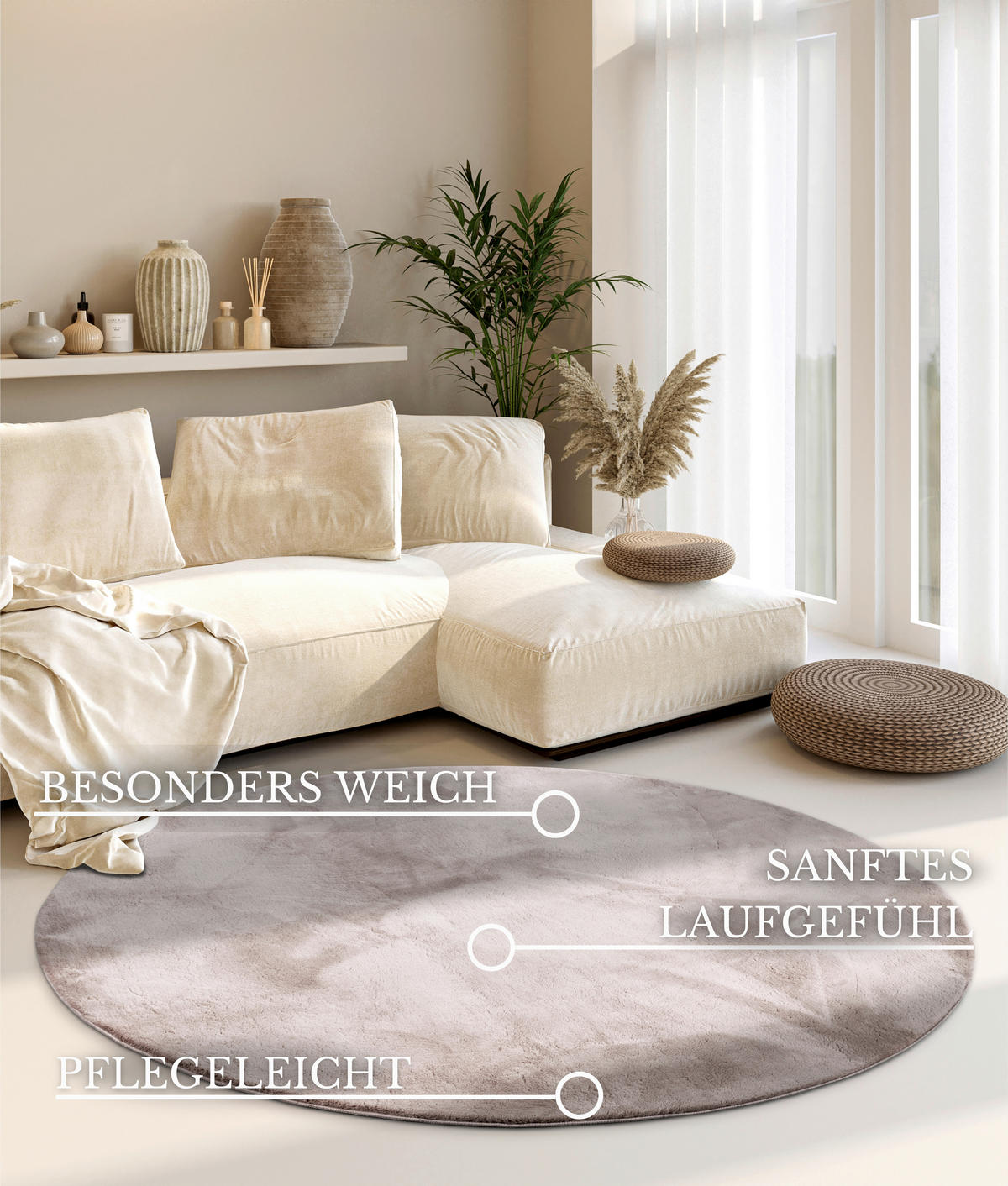 HOCHFLORTEPPICH 200 cm Kollektion 1899 Hellgrau rund  - Hellgrau, Design, Textil (200cm) - Villeroy & Boch