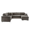 Wohnlandschaft Graubraun Mikrofaser  - Chromfarben/Graubraun, KONVENTIONELL, Textil (219/305/157cm) - Livetastic