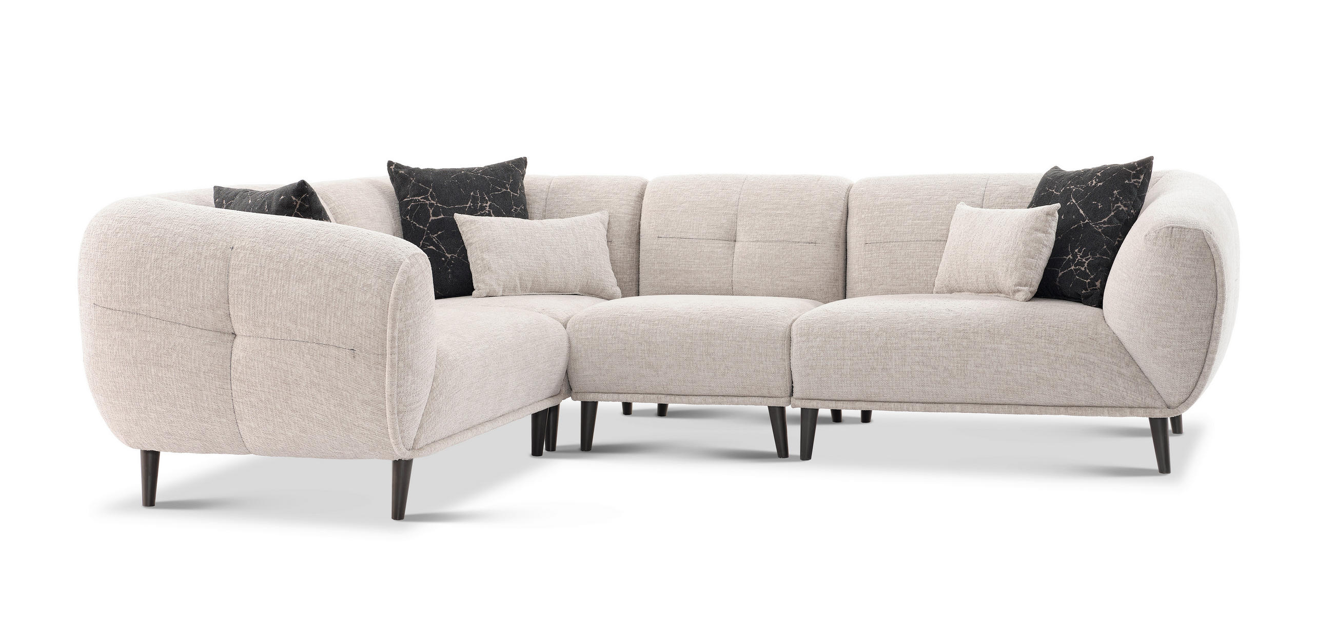 ECKSOFA in Bouclé Hellgrau  218/286 cm  - Anthrazit/Hellgrau, Design, Holz/Textil (218/286cm) - Livetastic