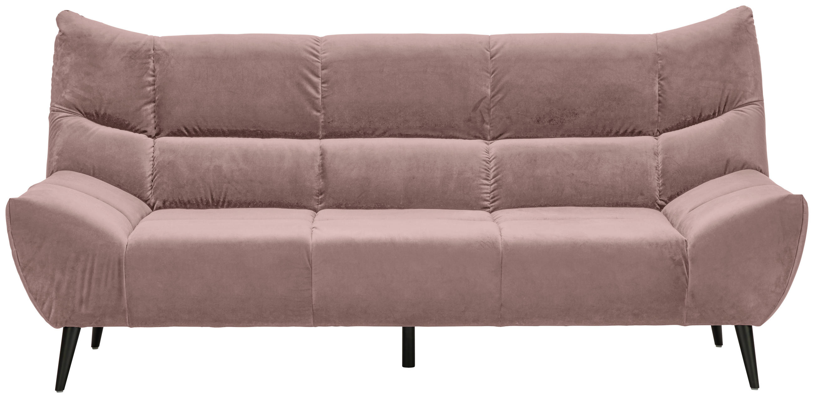 3-SITZER-SOFA Mikrofaser Altrosa  - Schwarz/Altrosa, Design, Textil/Metall (222/106/99cm) - Xora