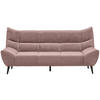 3-SITZER-SOFA Mikrofaser Altrosa  - Schwarz/Altrosa, Design, Textil/Metall (222/106/99cm) - Xora