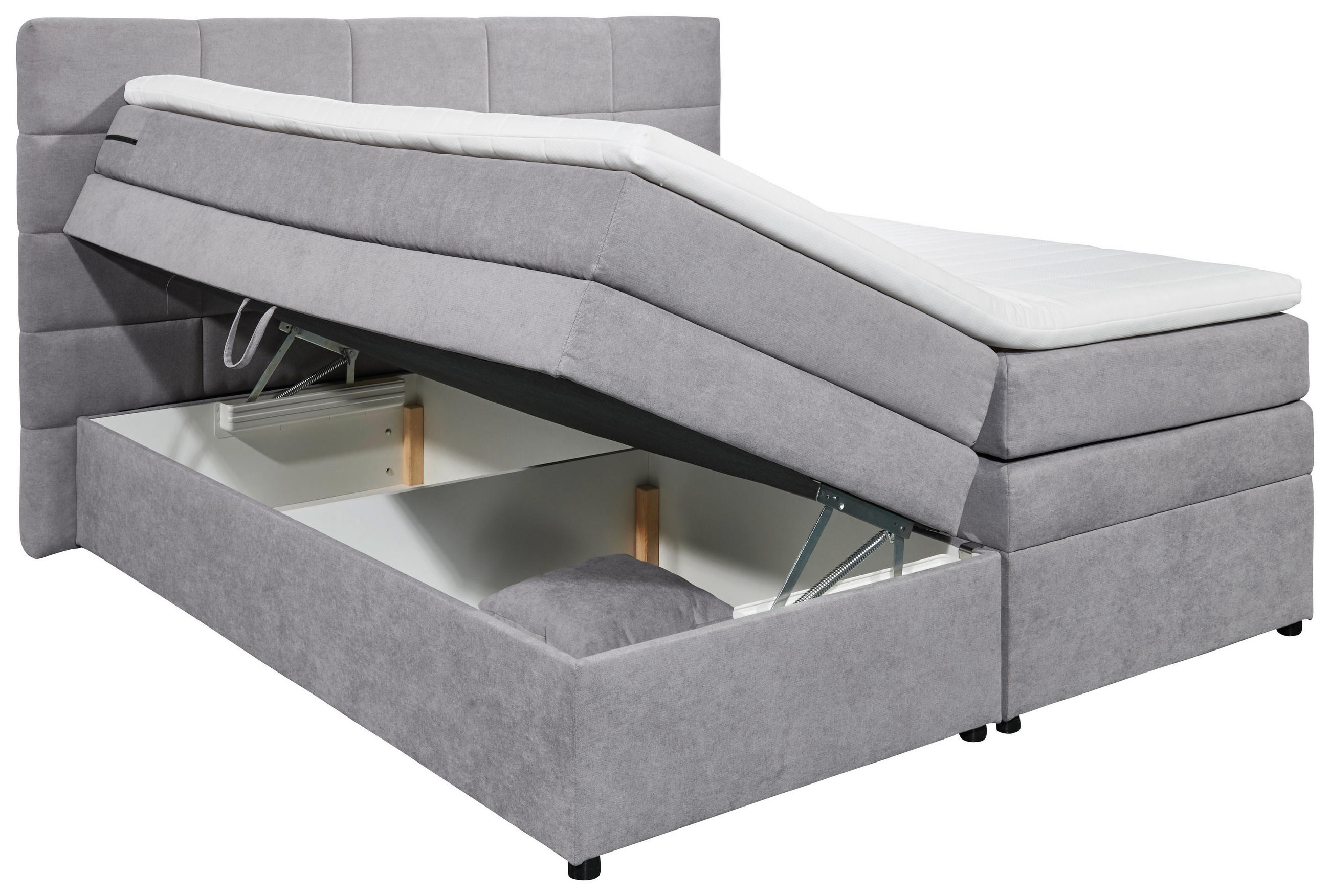 Thumbnail - Mid.you Boxspringbett, Hellgrau, Kunststoff, H2, 7-Zonen, Höhe ca. 16 cm, 180x200 cm, Bettkasten, Matratze, Topper durch...