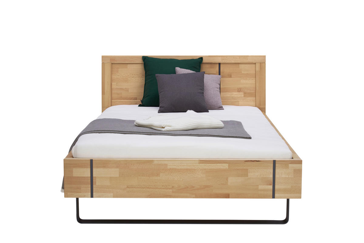 BETT 140/200 cm  Anthrazit, Buchefarben   - Anthrazit/Buchefarben, Natur, Holz/Metall (140/200cm) - Linea Natura