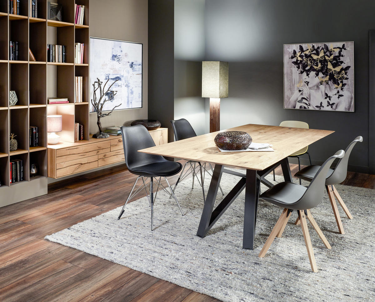 WOHNWAND  in Grau, Eichefarben  361/260/46 cm  - Edelstahlfarben/Eichefarben, Design, Holz/Holzwerkstoff (361/260/46cm) - Anrei