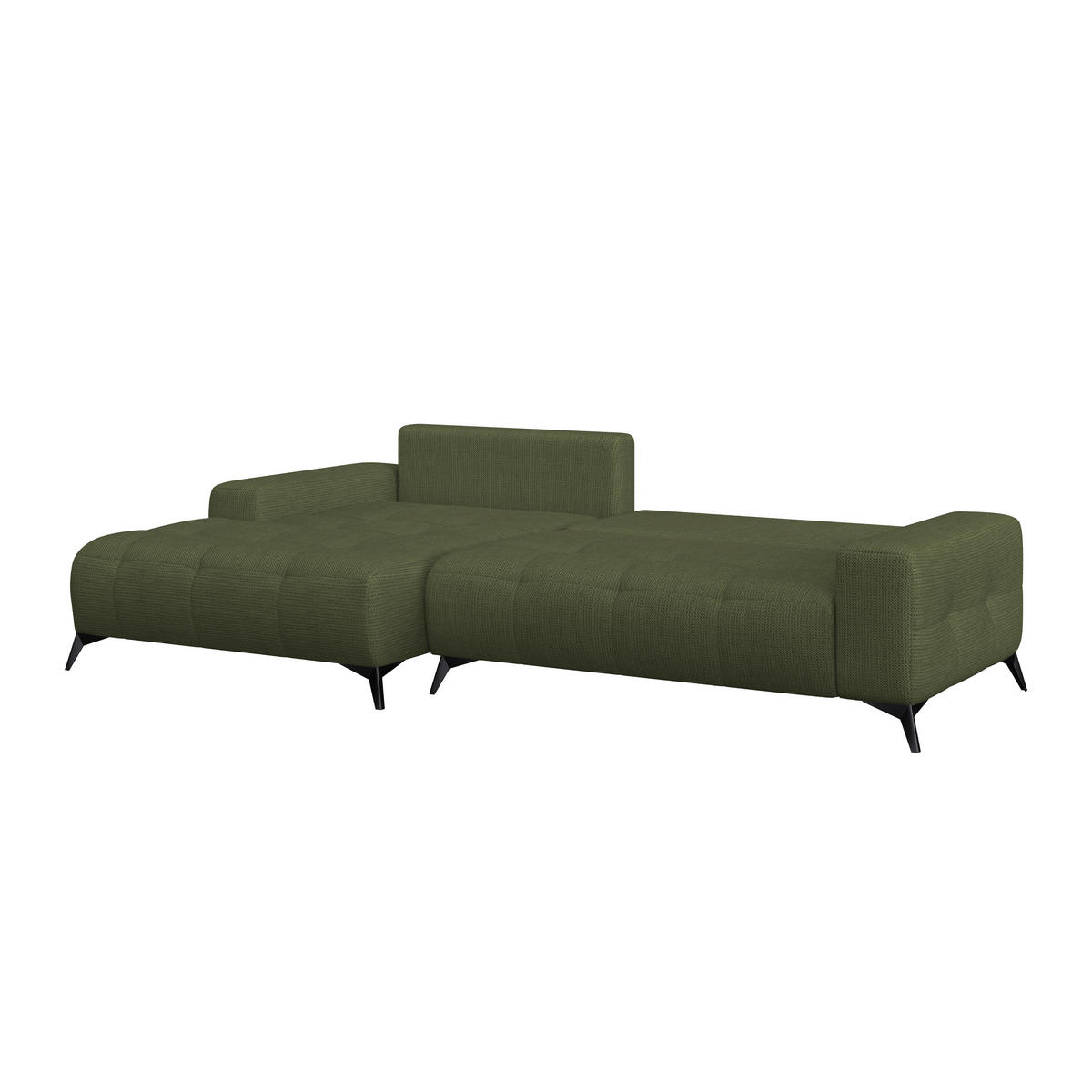 ECKSOFA MAURO Waldgrün Flachgewebe  - Waldgrün/Schwarz, Trend, Textil/Metall (175/290cm) - MID.YOU