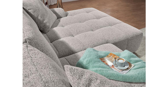 Ecksofa mit Funktion Grau Flachgewebe Zierkissen, Rückenkissen, Bettkasten, Schlaffunktion, Rücken echt, Liegefläche im Originalstoff  - Schwarz/Grau, KONVENTIONELL, Kunststoff/Textil (277/190cm) - Carryhome