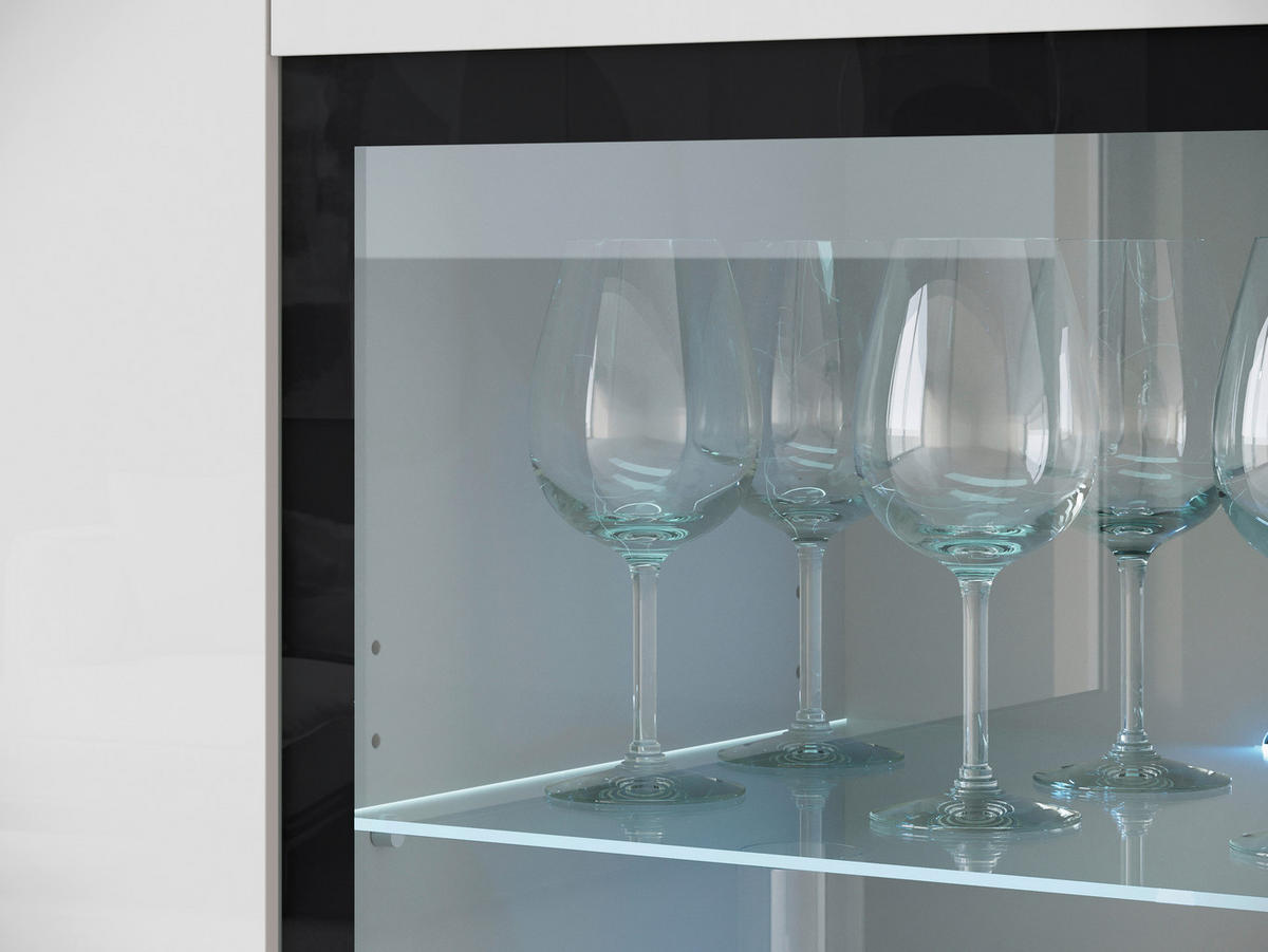 HIGHBOARD Vera  in 120/103,3/39,5 cm  - Weiss Hochglanz/Weiss, Trend, Glas/Holzwerkstoff (120/103,3/39,5cm) - P & B