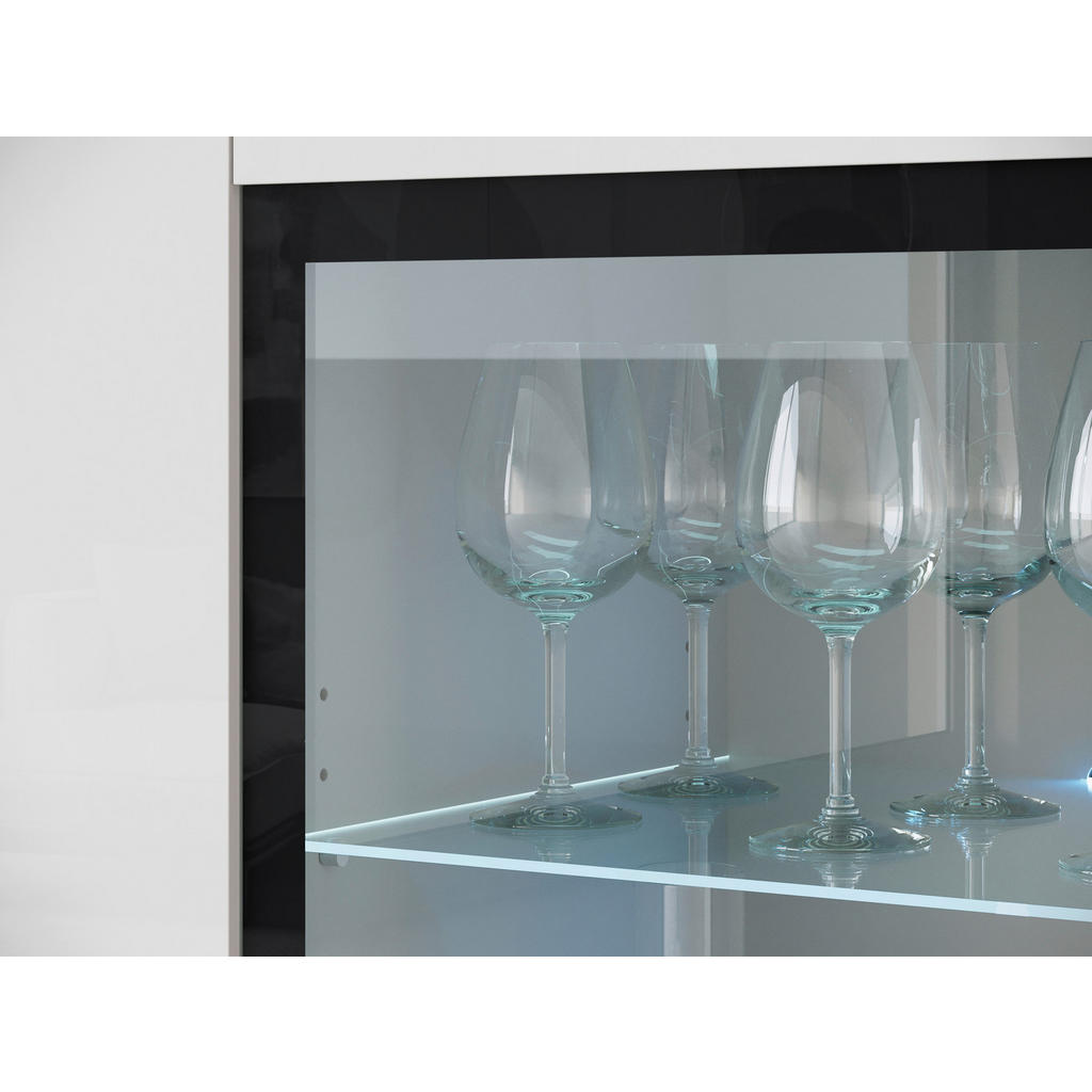 Thumbnail - P & B Highboard Vera, Weiß, Weiß Hochglanz, Kunststoff, 9 Fächer, 120x103.3x39.5 cm, Fsc, stehend, Beleuchtung, Wohnzimm...