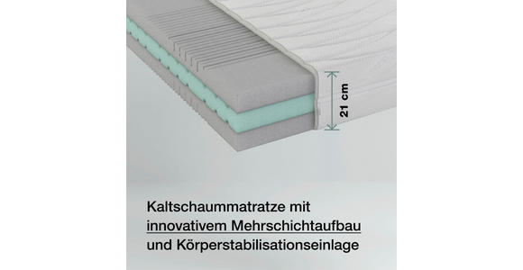 KALTSCHAUMMATRATZE 80/200 cm Höhe ca. 21 cm - Weiß, Basics, Textil (80/200cm) - Novel