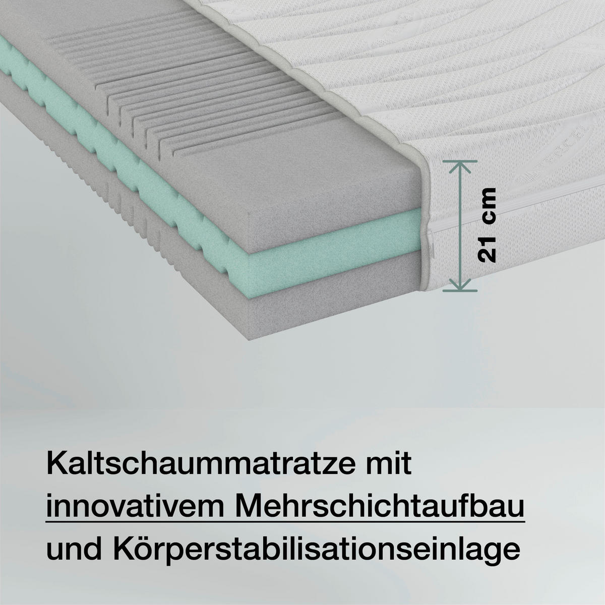 KALTSCHAUMMATRATZE 120/200 cm Höhe ca. 21 cm  - Weiß, Basics, Textil (120/200cm) - Novel