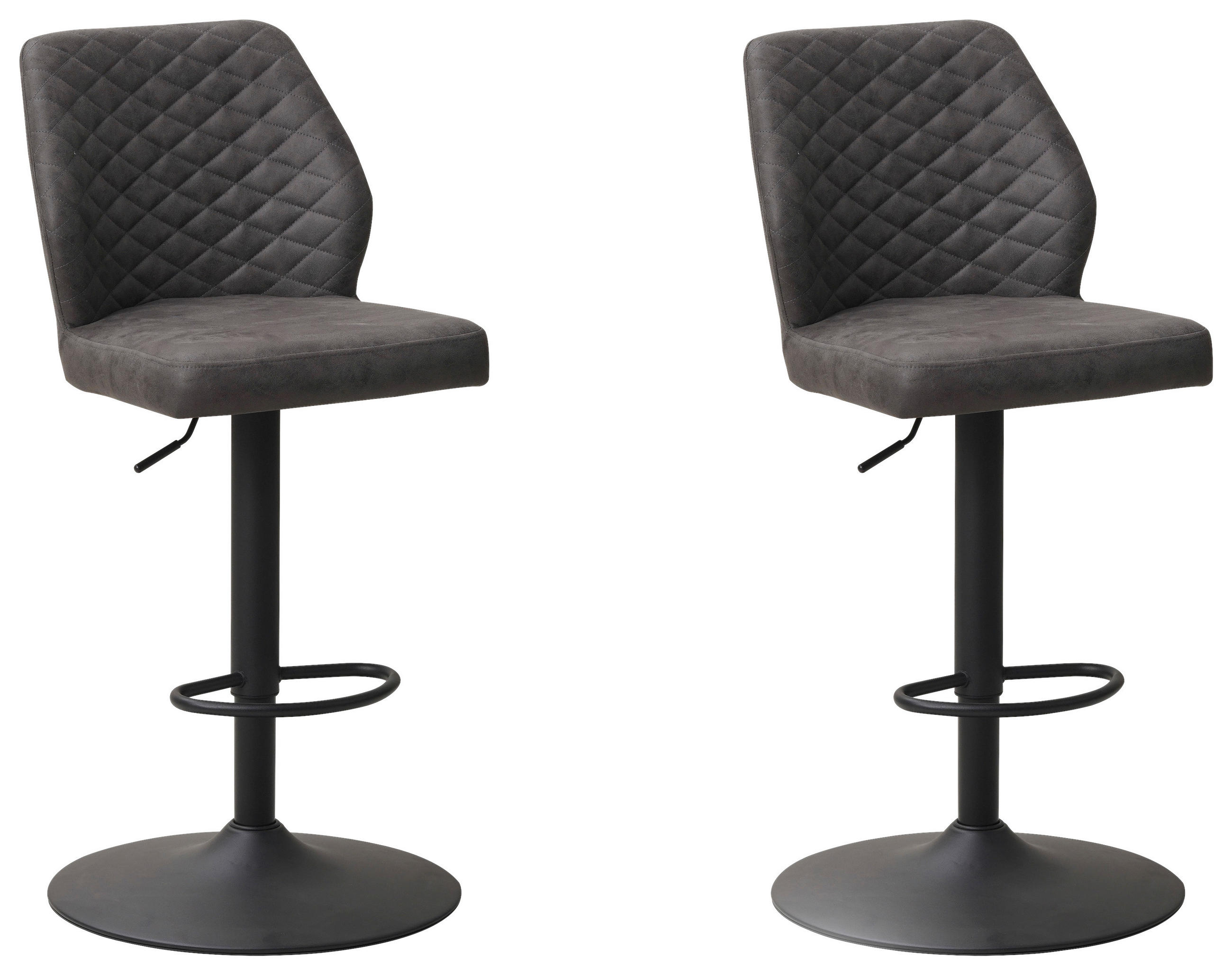 BARHOCKER-SET Mikrofaser Anthrazit  - Anthrazit/Schwarz, KONVENTIONELL, Textil/Metall (42/114/52cm) - MID.YOU