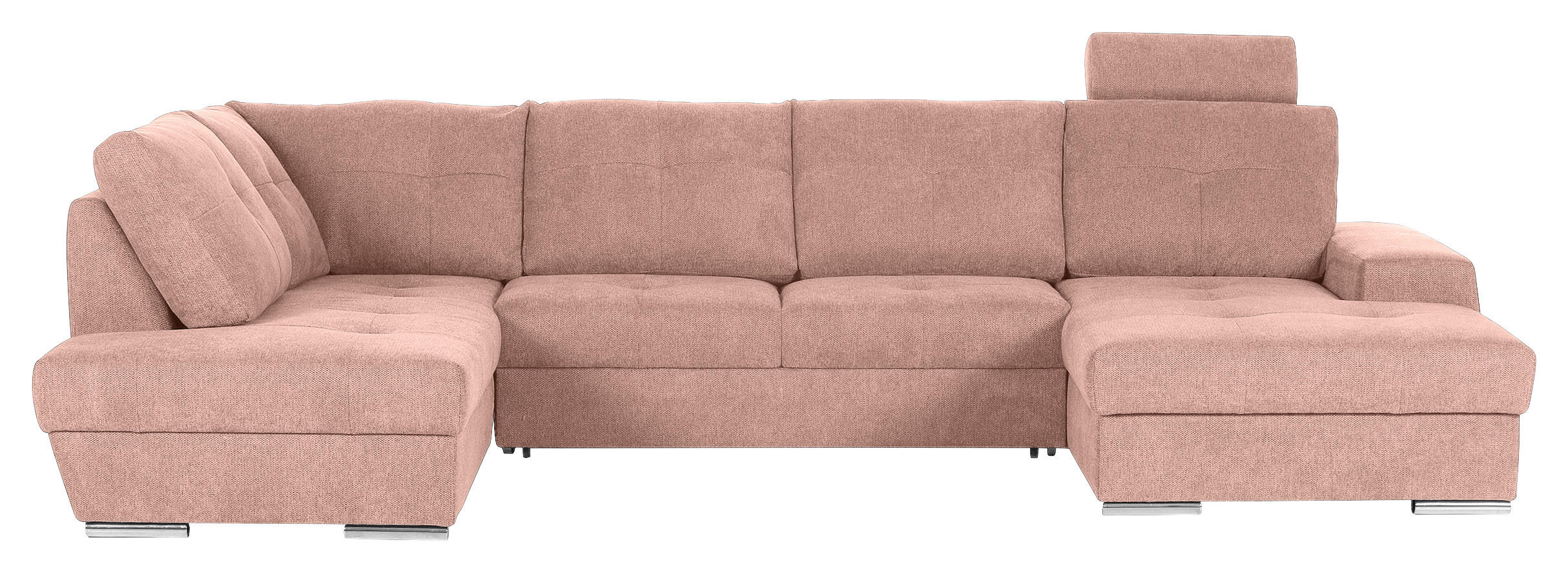 WOHNLANDSCHAFT in Flachgewebe Altrosa  - Chromfarben/Altrosa, Konventionell, Kunststoff/Textil (217/338/180cm) - Hom`in