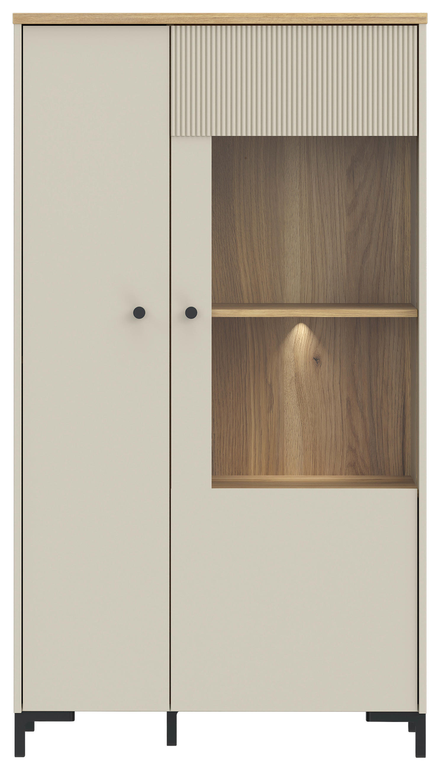 VITRINA 83,1/149,4/41,9 cm   - boje hrasta/boje pijeska, Moderno, drvni materijal/metal (83,1/149,4/41,9cm)