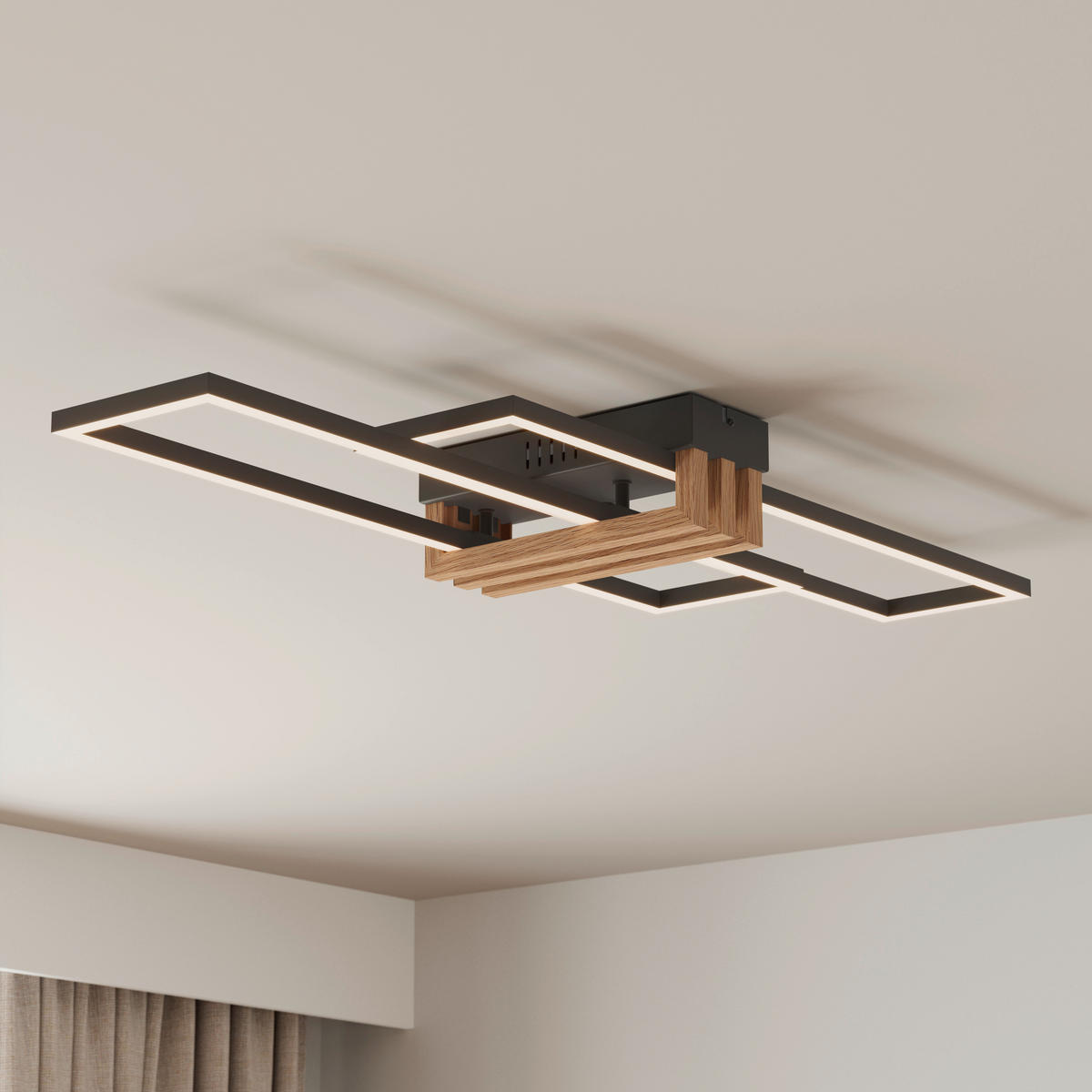 LED-DECKENLEUCHTE DAKARI I 80/23/8,6 cm  - Dunkelbraun/Opal, Design, Kunststoff/Metall (80/23/8,6cm)